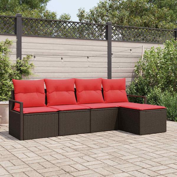 ARDEBO.de - Sofa Set mit Kissen Braun Poly Rattan