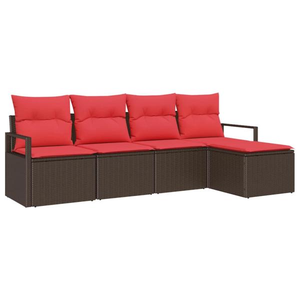 Sofa Set mit Kissen Braun Poly Rattan