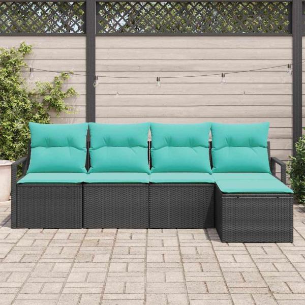 Sofa Set 5 stk. Schwarz [Synthetisch]: Poly Rattan