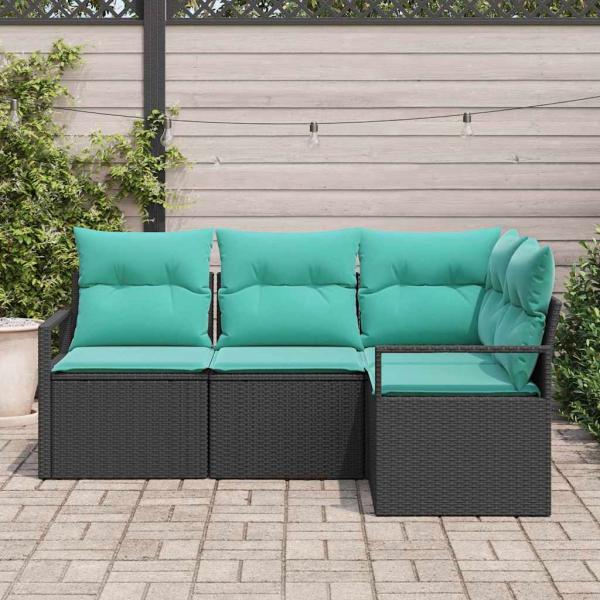 Sofa Set 4 stk. Schwarz [Synthetisch]: Poly Rattan