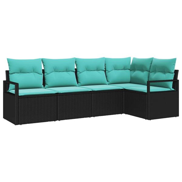 Sofa Set 5 stk. Schwarz [Synthetisch]: Poly Rattan