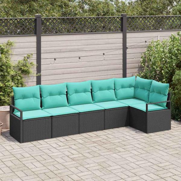 ARDEBO.de - Sofa Set Schwarz [Synthetisch]: Poly Rattan