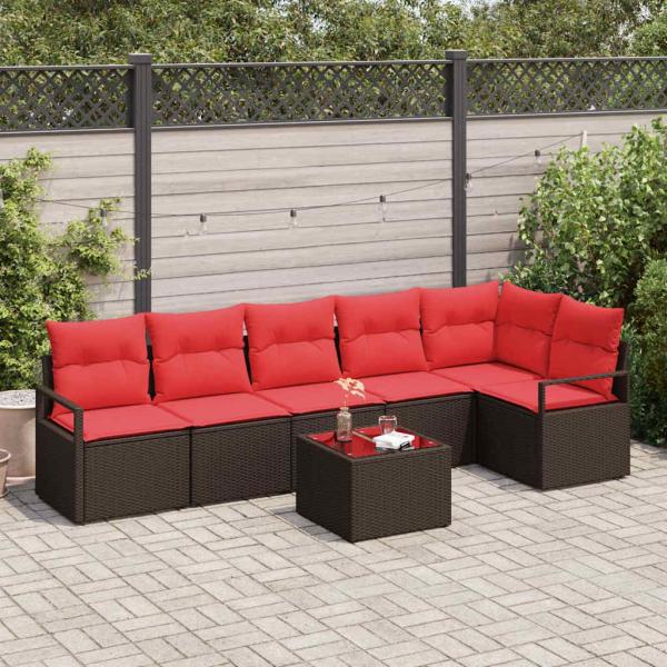 ARDEBO.de - Sofa Set 7 pcs Braun Poly-Rattan