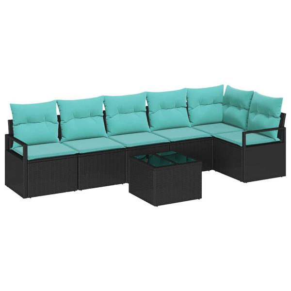 Sofa Set 7 stk. Schwarz [Synthetisch]: Poly Rattan