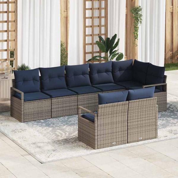 ARDEBO.de - Sofa Set 8 pcs Grau Poly-Rattan