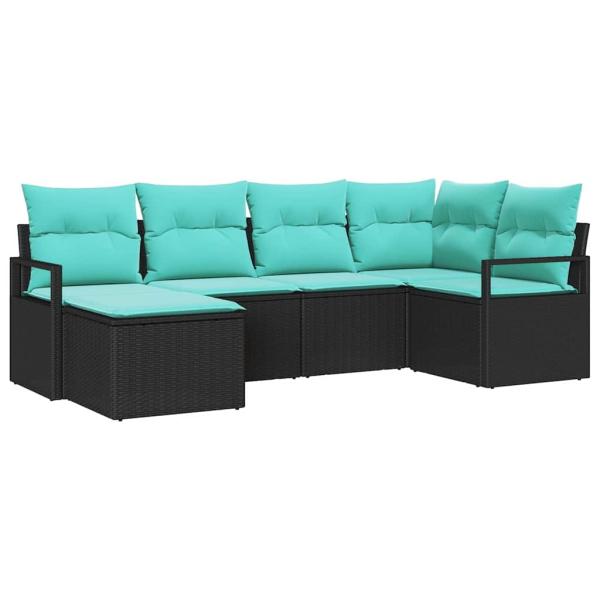 Sofa Set 6 stk. Schwarz [Synthetisch]: Poly Rattan