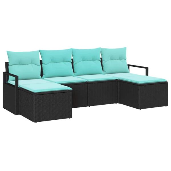Sofa Set 6 stk. Schwarz [Synthetisch]: Poly Rattan