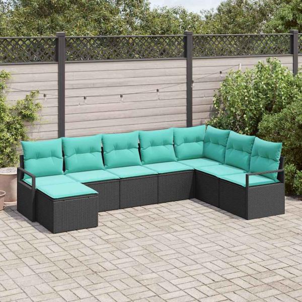 ARDEBO.de - Sofa Set 8 stk. Schwarz [Synthetisch]: Poly Rattan
