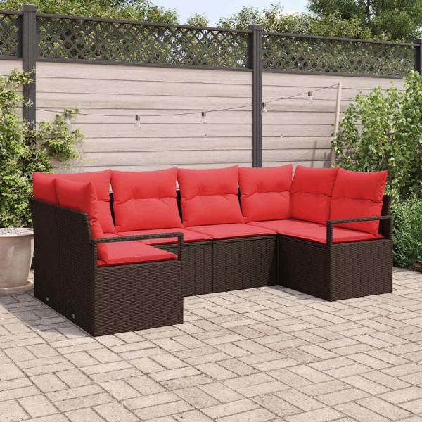 ARDEBO.de - Sofa Set mit Kissen 6 pcs Braun Poly Rattan