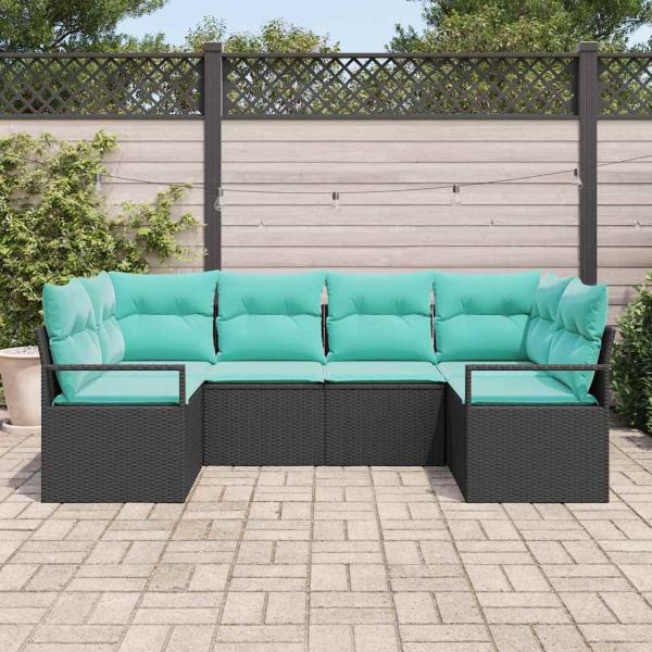 Sofa Set 6 stk. Schwarz [Synthetisch]: Poly Rattan