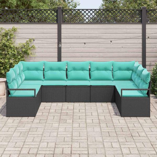 Sofa Set 9 stk. Schwarz [Synthetisch]: Poly Rattan