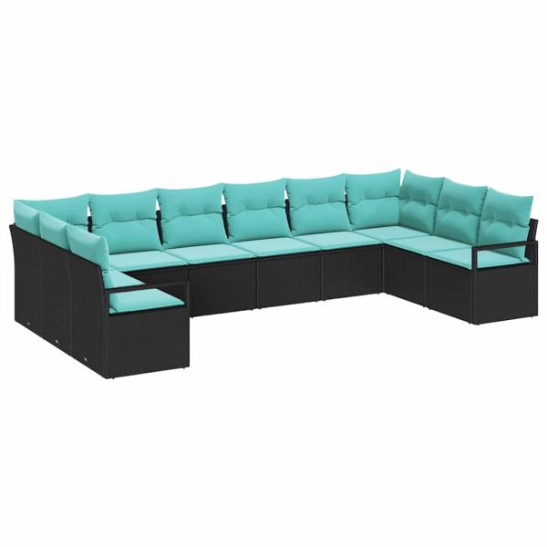 Sofa Set 10 stk. Schwarz [Synthetisch]: Poly Rattan