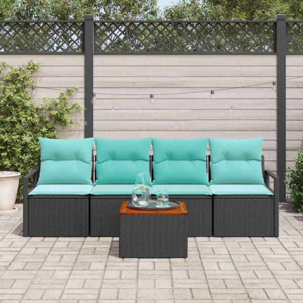ARDEBO.de - Gartensofa-set 5 stk. Schwarz Poly-Rattan