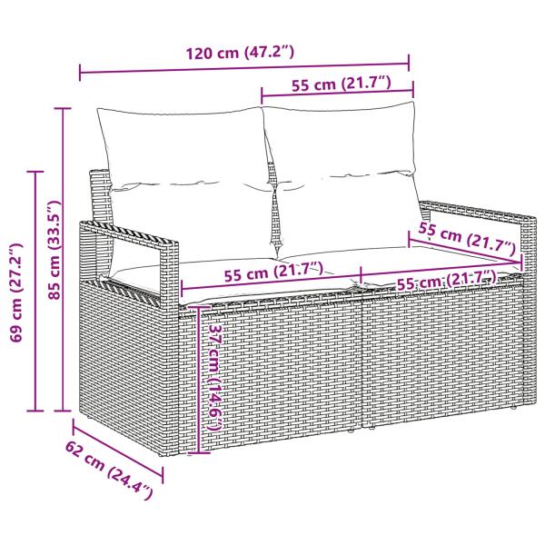 Gartensofa-set 5 stk. Schwarz Poly-Rattan
