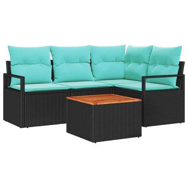 Gartensofa-set 5 stk. Schwarz Poly-Rattan