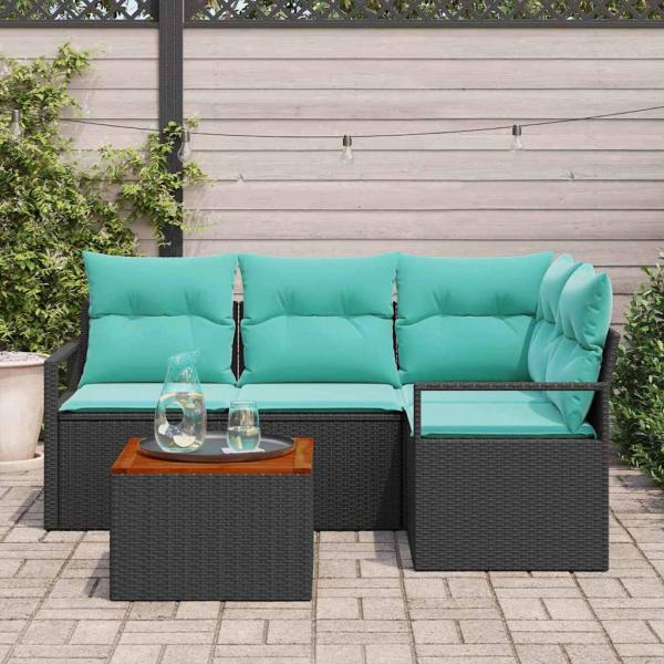 Gartensofa-set 5 stk. Schwarz Poly-Rattan