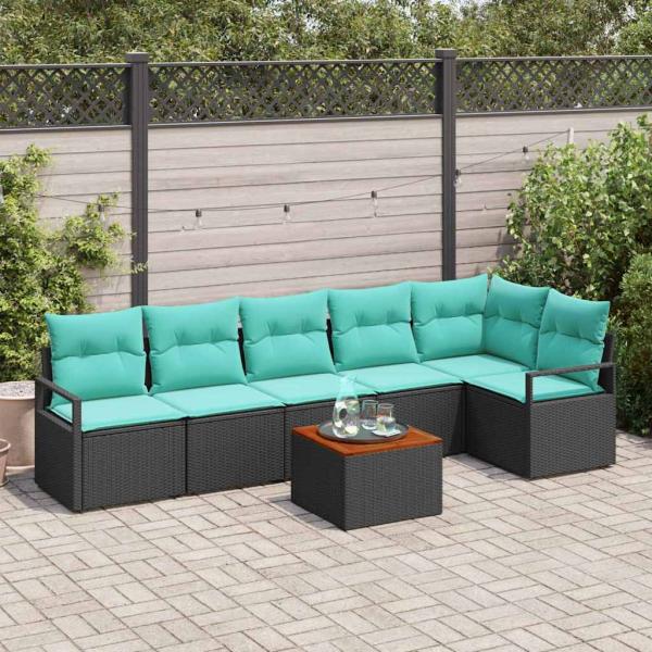 ARDEBO.de - Gartensofa-set 7 stk. Schwarz Poly-Rattan