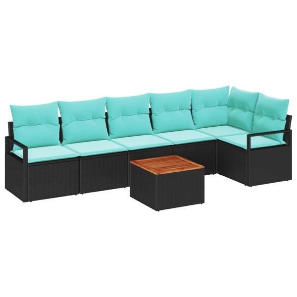 Gartensofa-set 7 stk. Schwarz Poly-Rattan