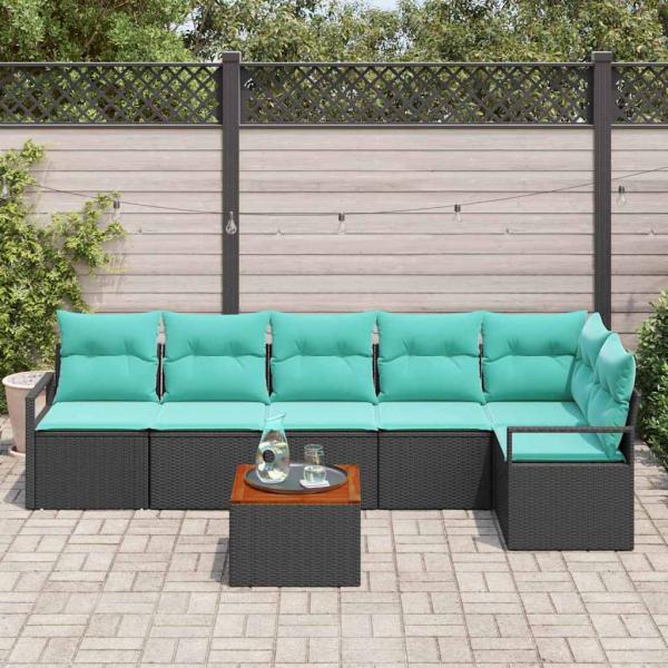 Gartensofa-set 7 stk. Schwarz Poly-Rattan