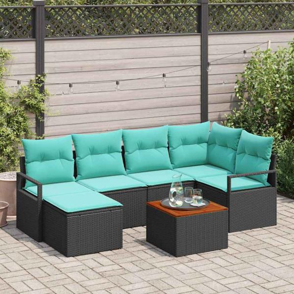 ARDEBO.de - Gartensofa-set 7 stk. Schwarz Poly-Rattan