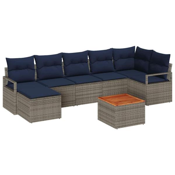 Gartensofa-set 8 Stk. Grau Poly-Rattan