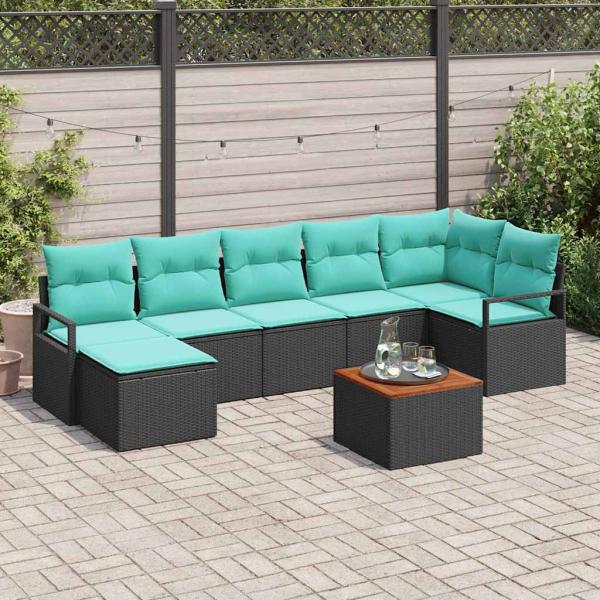 ARDEBO.de - Gartensofa-set 8 stk. Schwarz Poly-Rattan