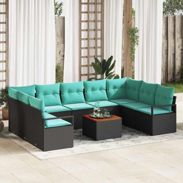 ARDEBO.de - Gartensofa-set 10 stk. Schwarz Poly-Rattan