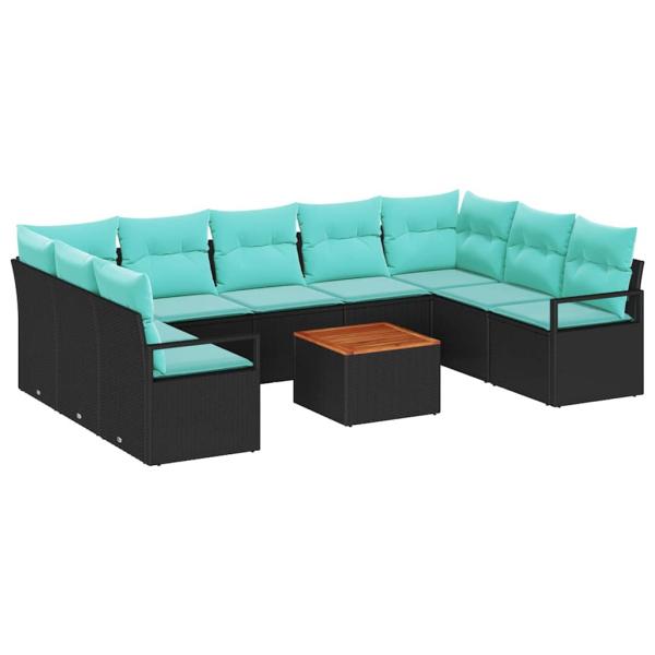 Gartensofa-set 10 stk. Schwarz Poly-Rattan