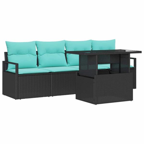 Gartensofa-set mit Speicher 5 pcs Schwarz Poly-Rattan