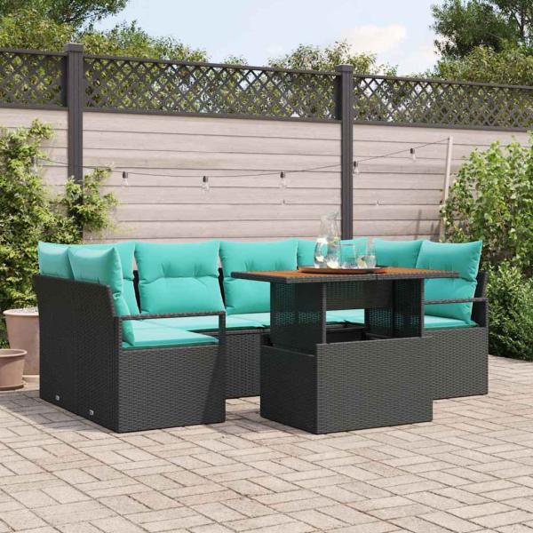 ARDEBO.de - Garten-Sofa-Set mit Kissen 7 pcs Schwarz und blau
