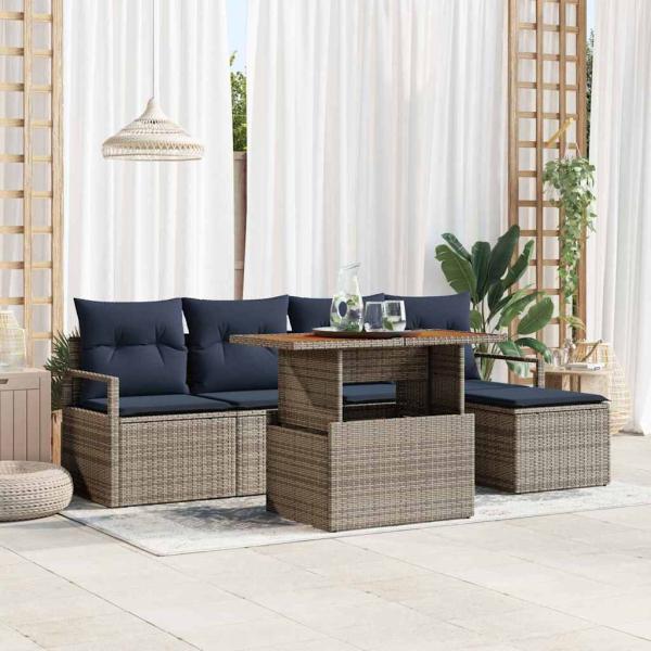 ARDEBO.de - Gartensofa-set 6 pcs Grau und Marineblau