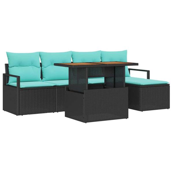 Gartensofa-set 6 stk. Schwarz und Türkis