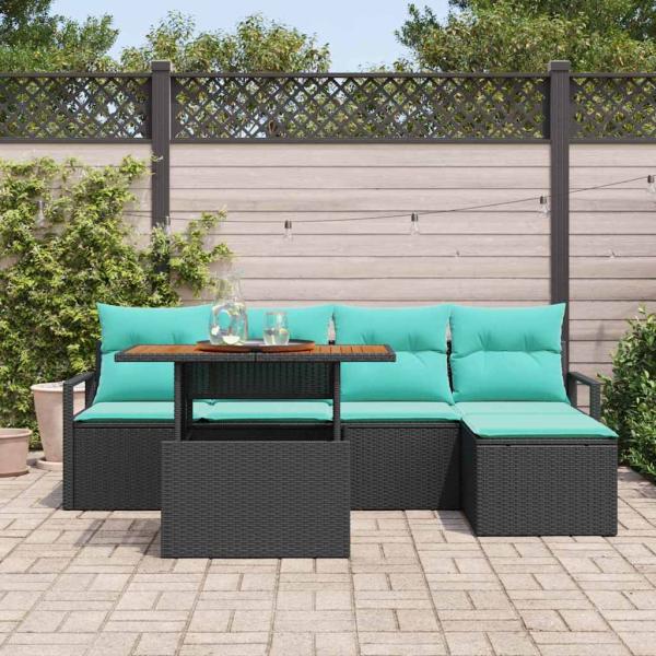Gartensofa-set 6 stk. Schwarz und Türkis