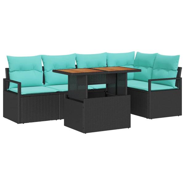 Gartensofa-set 6 stk. 5-Sitzanzahl Schwarz und Türkis