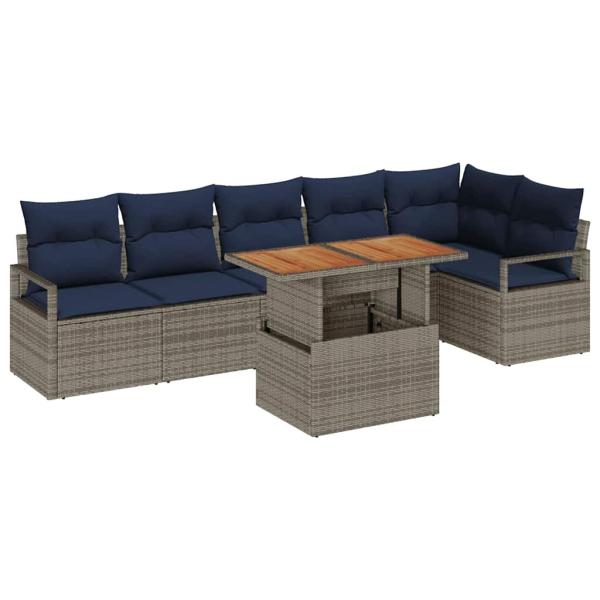 Gartensofa-set 7 stk. 6-Sitzanzahl Grau und Marineblau