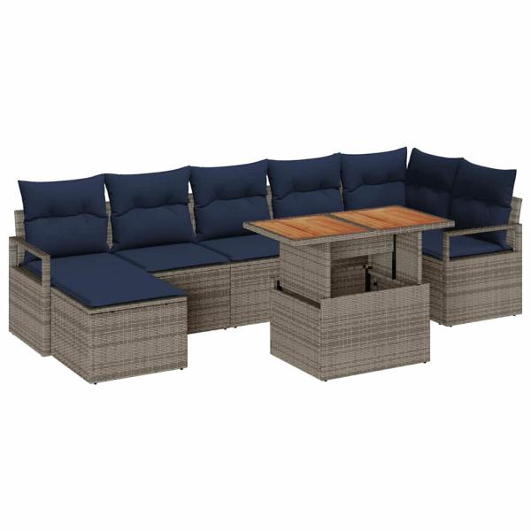 Gartensofa-set 8 pcs Grau und Marineblau