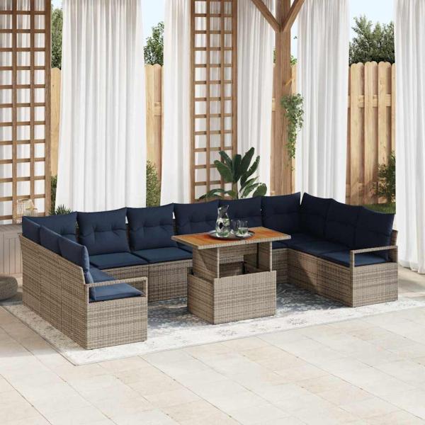 ARDEBO.de - Gartensofa-set 11 stk. 10-Sitzanzahl Grau und Marineblau