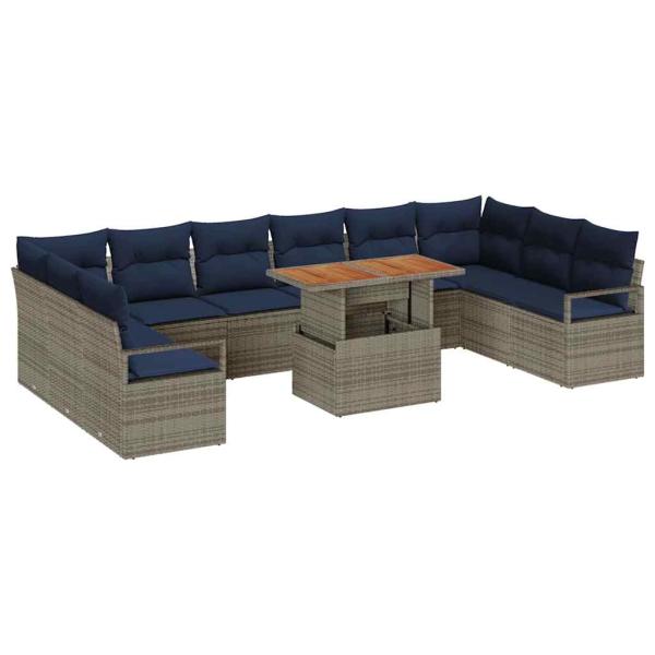 Gartensofa-set 11 stk. 10-Sitzanzahl Grau und Marineblau