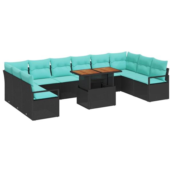 Gartensofa-set 11 stk. 10-Sitzanzahl Schwarz und Türkis