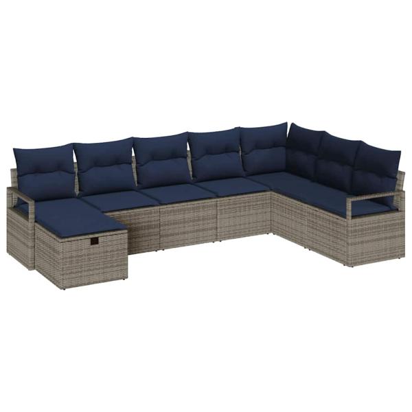 Sofa Set 8 Stk. Grau Poly-Rattan