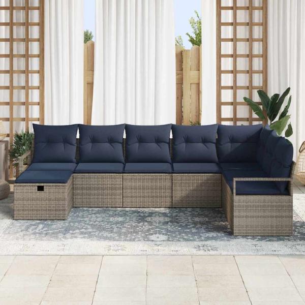 Sofa Set 8 Stk. Grau Poly-Rattan