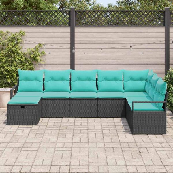 Sofa Set 8 Stk. Schwarz Poly-Rattan