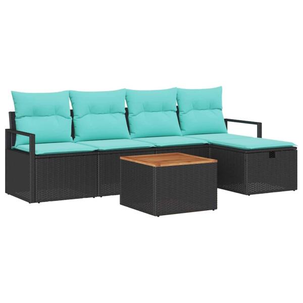 Gartensofa-set 6 stk. Schwarz Poly-Rattan