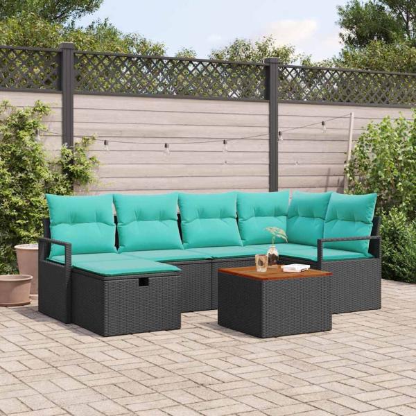 ARDEBO.de - Gartensofa-set 7 stk. Schwarz Poly-Rattan