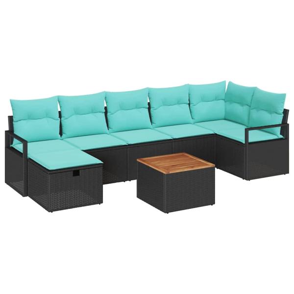 Gartensofa-set 8 stk. Schwarz Poly-Rattan