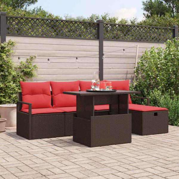 ARDEBO.de - Gartensofa-set 6 stk. Braun Poly-Rattan