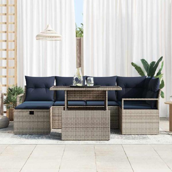 Gartensofa-set 7 Stk. Poly-Rattan