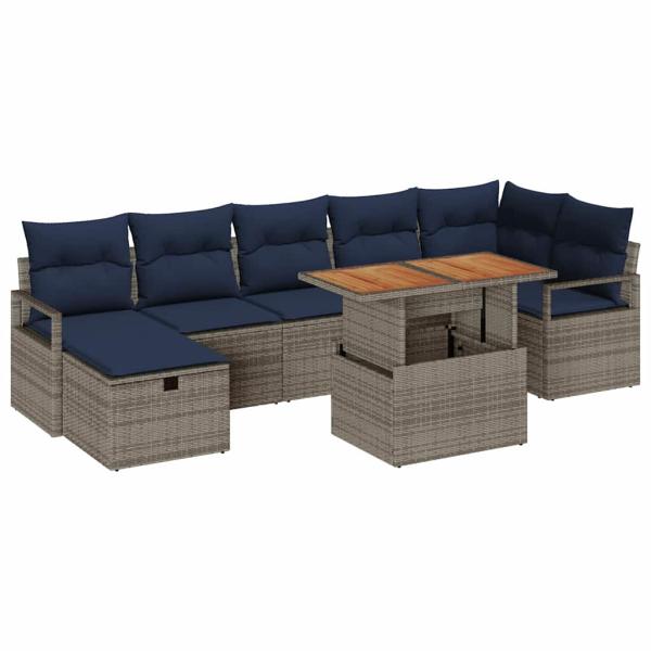 Gartensofa-set 8 Stk. Grau Poly-Rattan