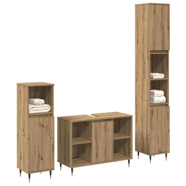 Badezimmermöbel-Set 3 stk. Artisan-Eiche 30 x 30 x 180 cm