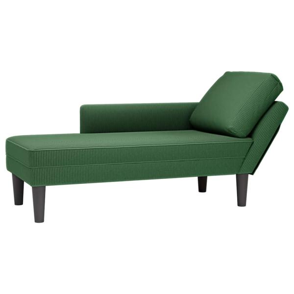 ARDEBO.de - Chaiselongue mit Kissen Dunkelgrün Cordstoff
